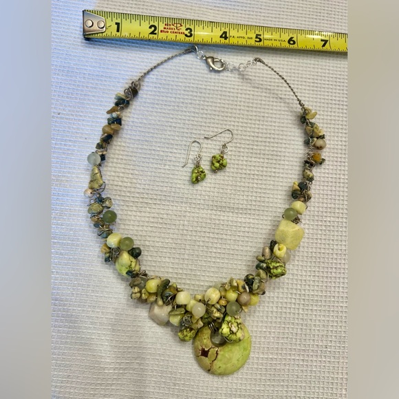 🌞HAND CRAFTED Jewelry Set:Mixed-Media Wire-Wrapped Bauble Necklace & Earrings - Picture 4 of 4